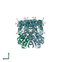 PDB entry 2z9x coloured by chain, side view.