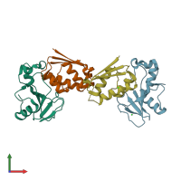 PDB entry 2za4 coloured by chain, front view.