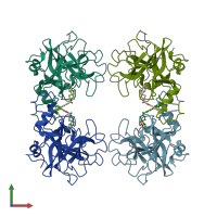 PDB entry 2za5 coloured by chain, front view.