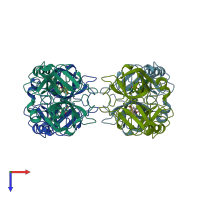PDB entry 2za5 coloured by chain, top view.