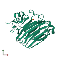 PDB entry 2za9 coloured by chain, front view.