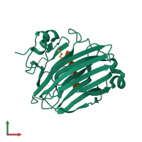 PDB entry 2zaa coloured by chain, front view.
