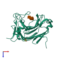 PDB entry 2zaa coloured by chain, top view.