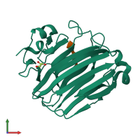 PDB entry 2zab coloured by chain, front view.