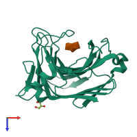 PDB entry 2zab coloured by chain, top view.