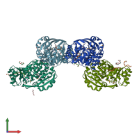 PDB entry 2zad coloured by chain, front view.