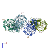 PDB entry 2zad coloured by chain, top view.