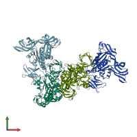 PDB entry 2zai coloured by chain, front view.