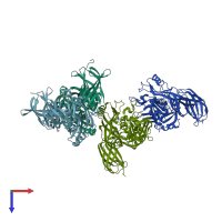 PDB entry 2zai coloured by chain, top view.