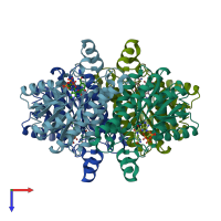 PDB entry 2zat coloured by chain, top view.