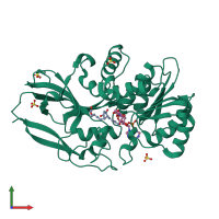 PDB entry 2zb4 coloured by chain, front view.