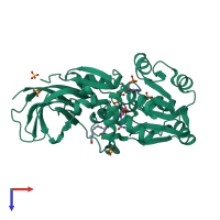 PDB entry 2zb4 coloured by chain, top view.