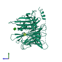 PDB entry 2zb5 coloured by chain, side view.