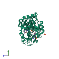 PDB entry 2zb8 coloured by chain, side view.