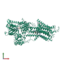 PDB entry 2zbd coloured by chain, front view.