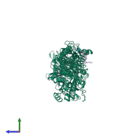 PDB entry 2zbd coloured by chain, side view.