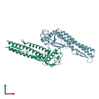 PDB entry 2zbi coloured by chain, front view.