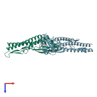 PDB entry 2zbi coloured by chain, top view.