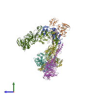 PDB entry 2zbk coloured by chain, side view.