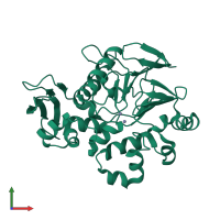 PDB entry 2zbm coloured by chain, front view.