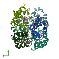 PDB entry 2zbo coloured by chain, side view.