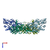 PDB entry 2zbt coloured by chain, top view.