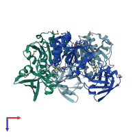 PDB entry 2zbv coloured by chain, top view.