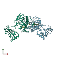 PDB entry 2zbw coloured by chain, front view.