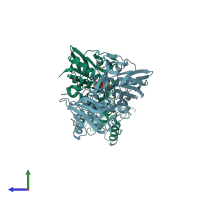 PDB entry 2zbw coloured by chain, side view.
