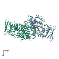 PDB entry 2zbw coloured by chain, top view.