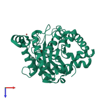 PDB entry 2zc1 coloured by chain, top view.