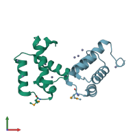 PDB entry 2zc2 coloured by chain, front view.