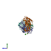 PDB entry 2zch coloured by chain, side view.