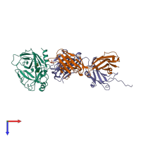 PDB entry 2zch coloured by chain, top view.
