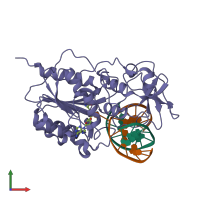 PDB entry 2zcj coloured by chain, front view.