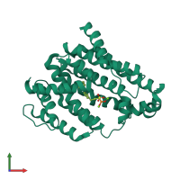 PDB entry 2zcq coloured by chain, front view.