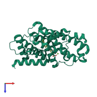PDB entry 2zcr coloured by chain, top view.