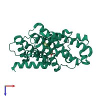 PDB entry 2zcs coloured by chain, top view.