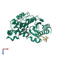 PDB entry 2zd8 coloured by chain, top view.