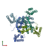 PDB entry 2zd9 coloured by chain, front view.