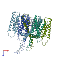 PDB entry 2zd9 coloured by chain, top view.