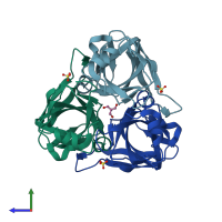 PDB entry 2zdc coloured by chain, side view.