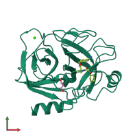 PDB entry 2zdm coloured by chain, front view.