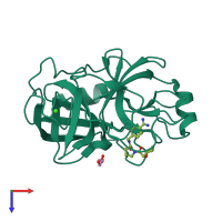 PDB entry 2zdm coloured by chain, top view.