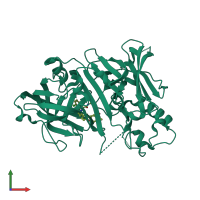 PDB entry 2zdz coloured by chain, front view.