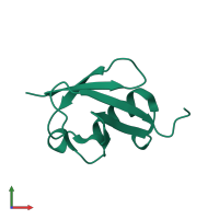 PDB entry 2zeq coloured by chain, front view.