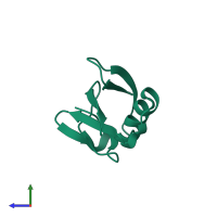 PDB entry 2zeq coloured by chain, side view.