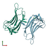 PDB entry 2zew coloured by chain, front view.