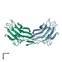 PDB entry 2zew coloured by chain, top view.