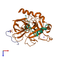 PDB entry 2zff coloured by chain, top view.
